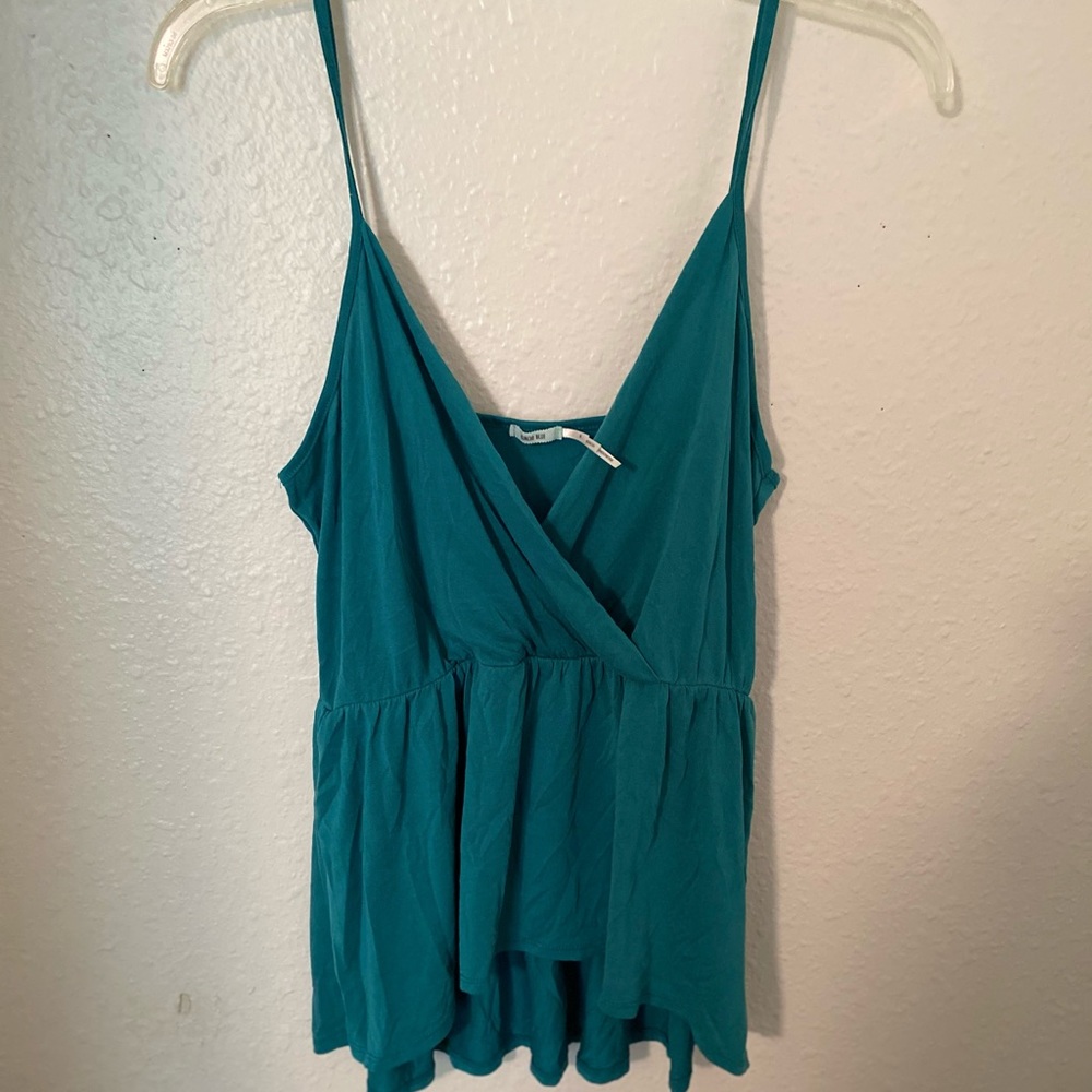 blue flowy tank top